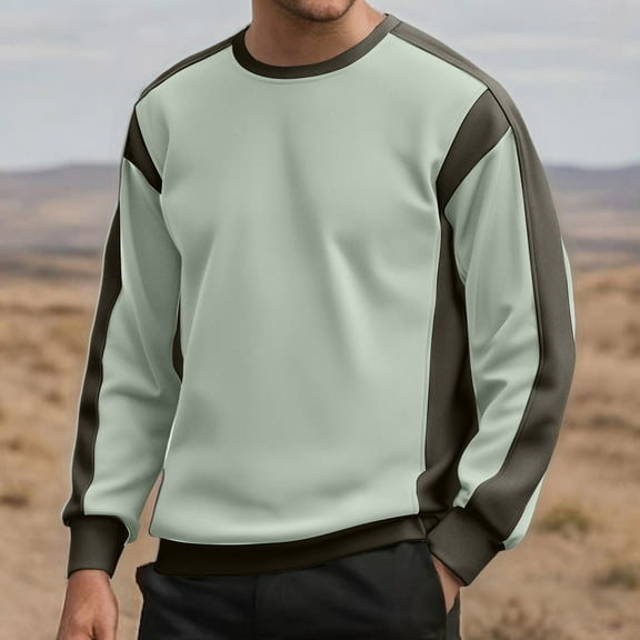 Njagoc3 Men's Crew Neck Long Sleeve Side Stripe Sweatshirt - Everyday Casual Wear