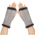 thumbnail image 1 of Guantes de invierno para mujer, calentadores de muñecas y brazos, de punto liso, largos, sin dedos, manoplas para mujer, 1 of 4