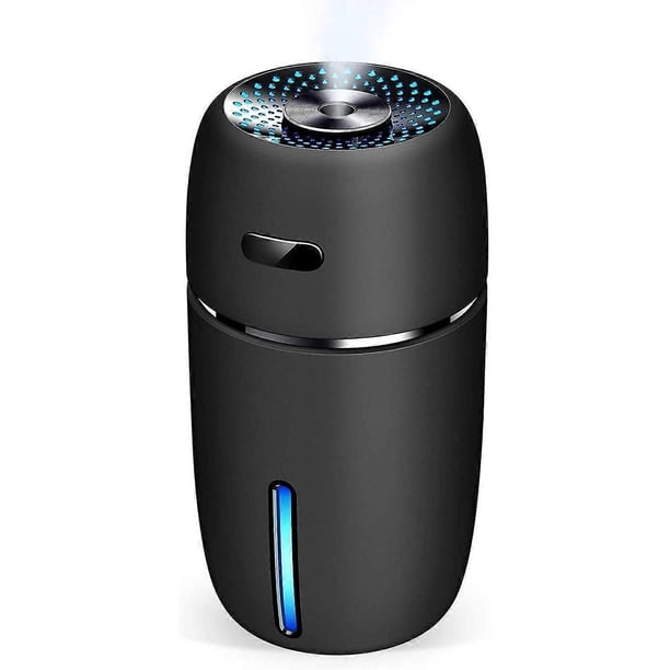 USB Car Humidifier, 200ml Mini Portable Humidifier Air Purifier with 7 Colors LED Night Light, Car Office Bedroom, etc. (Black) 1 piece