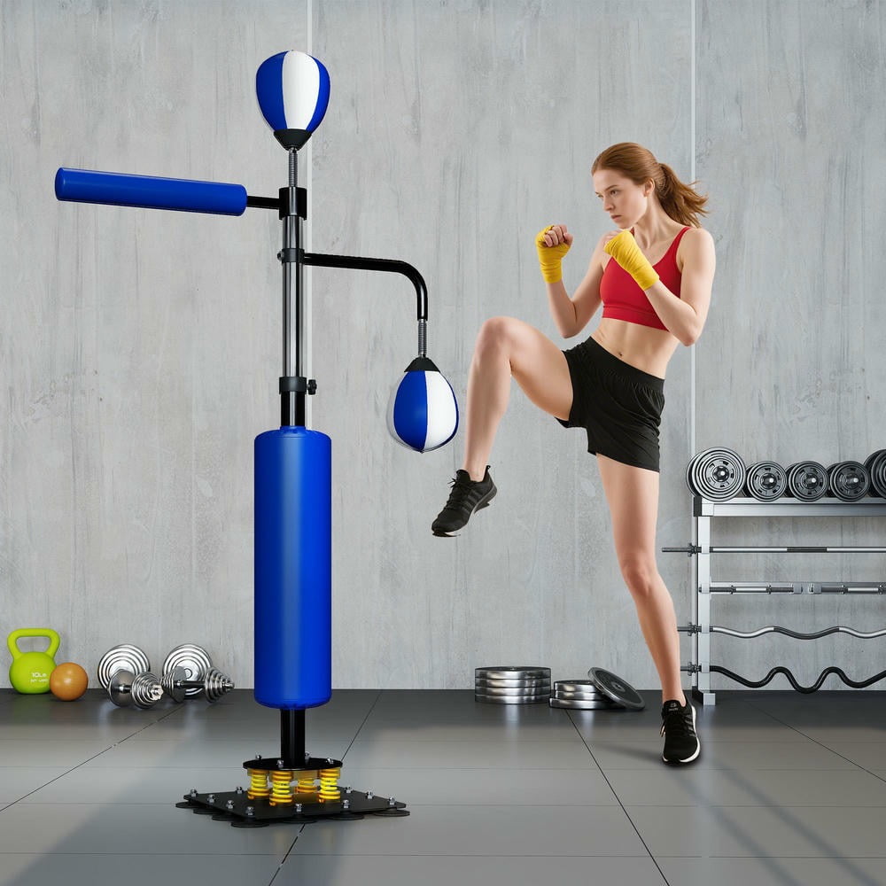 Kadyn Adjustable Bag Boxing Set, 4.6'-6.7' Speed Bag for Training Equipment, Blue