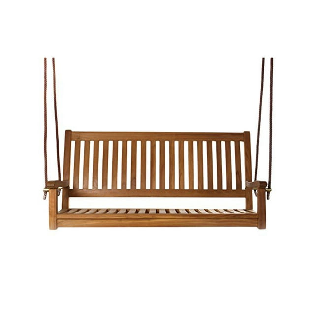 All Things Cedar TS50 Balançoire Suspendue en Bois de Teck Naturel à Dossier Courbé, Bois Renouvelable
