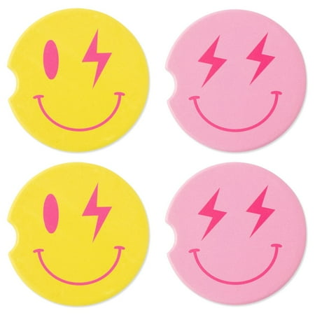 

G1ngtar Preppy Car Coasters with Finger Notch Aesthetic Lightning 4Pcs