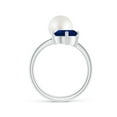 thumbnail image 2 of Angara South Sea Cultured Pearl and Pear-Shaped Sapphire Two Stone Ring in 14K White Gold for Women | June Birthstone Jewelry for Her, 2 of 8