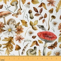 Castle Fairy Teenagers Flower Mushroom Fabric by the Yard 1 Yard,Flying Moth Home Decor Fabric by the Yard,Tree Leaves Room Decor Fabric by the Yard,Microfiber Bedroom Decor