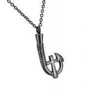 AROMITA JEWELRY Black Cross Fish Hook Stainless Steel Cremation Jewelry Keepsake Memorial Ashes Urn Necklace for Family/Friend/Pet Unisex