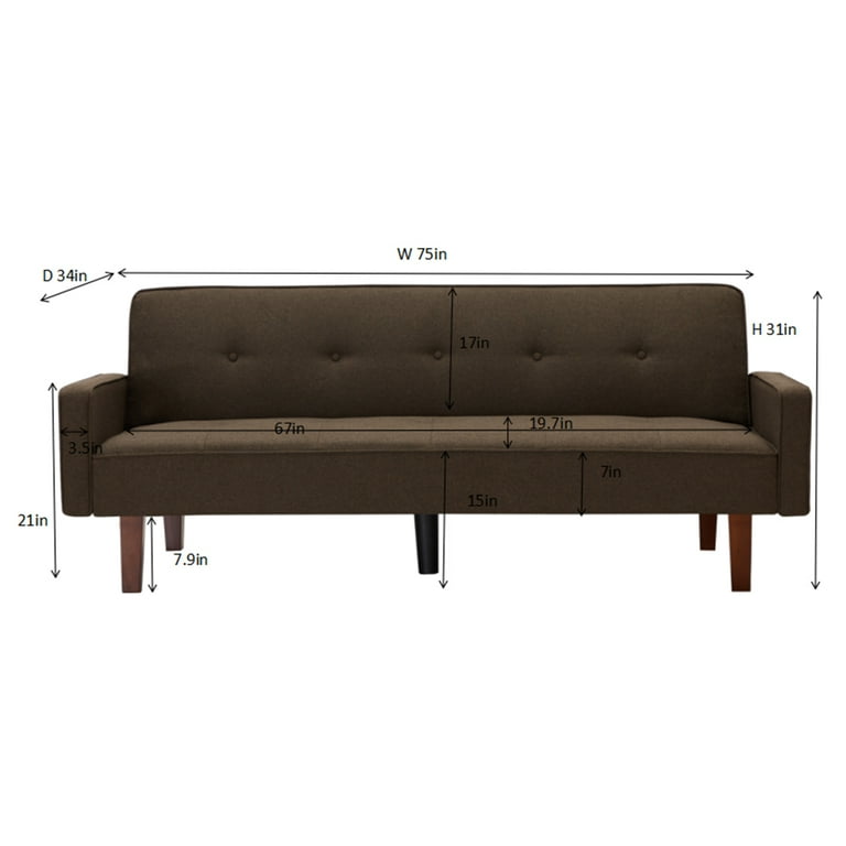 Modern Futon Sofa Bed Linen Fabric Sleeper Sofa Convertible