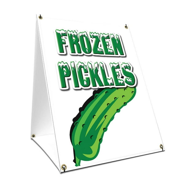A-frame Sidewalk Frozen Pickles Sign With Graphics On Each Side | 18" X 24" Print Size