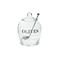 thumbnail image 4 of Creative Co-Op Clear Glass "OLIVE" Jar with Lid & Slotted Stainless Steel Spoon (Set of 3 Pieces including Lid), 4 of 5