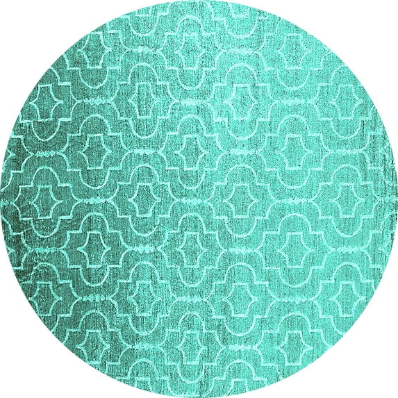 Ahgly Company Indoor Round Trellis Turquoise Blue Modern Area Rugs, 7' Round