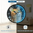 thumbnail image 5 of Voice Activated Clock with Glow Light 12 Inch Large Silent Wall Clock Battery Operated for Home Decor Orange Cat with Blue Eyes, 5 of 8