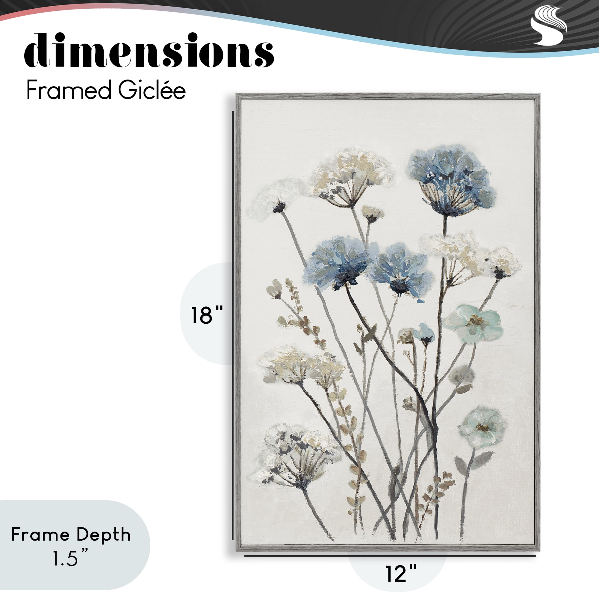 Stupell Industries Blue & Beige Garden Gray Framed Giclee Art, design by Patricia Pinto