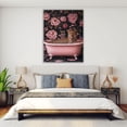 thumbnail image 4 of Mudket Framed Leopard in Pink Bathtub Canvas Wall Art, Floral Bathroom Wall Decor, Cute Trendy Art Ready to Hang - 12"L x 8"W, 4 of 10