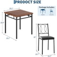 thumbnail image 2 of YUSAZENS 3 Piece Dining Set, Metal Frame Table & 2 Chairs, Space Saving Furniture for Kitchen Breakfast Nook Small Space Walnut, 2 of 9