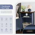 thumbnail image 2 of Farmhouse Nightstand, Rustic End Table with Storage Cabinet and Shelf, End Table for Bedroom Living Room, Wood Night Stand Side Table, Blue, 2 of 5
