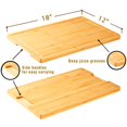 thumbnail image 3 of Bamboo Cutting Board for Kitchen, 18" Large Wood Charcuterie Cheese Board, Wooden Chopping Block with Side Handles and Juice Grooves, 3 of 8