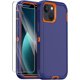 thumbnail image 1 of Funda para iPhone 13 con 2 protectores de pantalla, resistente y duradera, de 3 capas, con protección completa contra caídas y golpes, para Apple iPhone 13 de 6.1 pulgadas (azul oscuro/naranja), 1 of 8