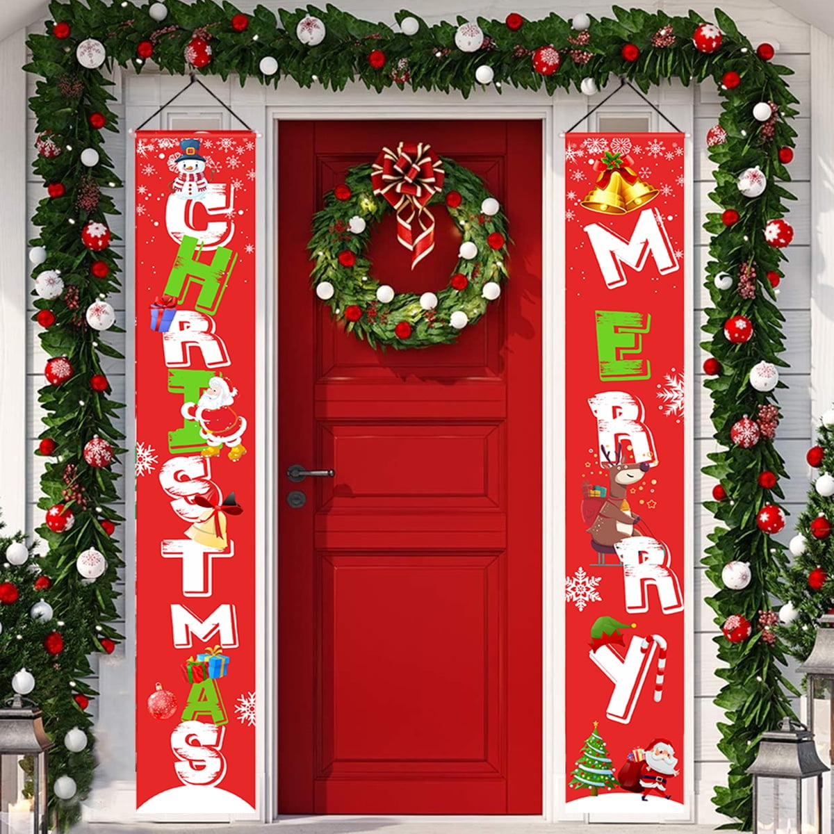 Diceymbol Bannière Joyeux Noël 2024, Panneau de Porche à Carreaux Buffalo, Décorations de Noël Suspendues pour Maison, Intérieur Extérieur, Mur, Porte d'Entrée, Appartement, Fête, Rouge