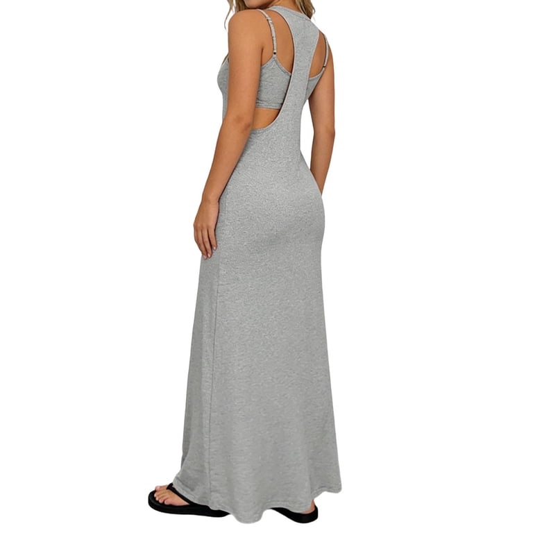 grey tank maxi dress Rib Maxi Tank Dress