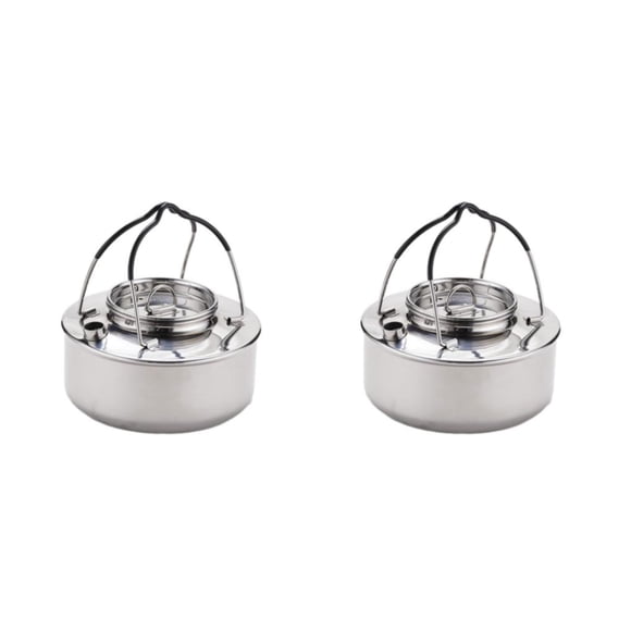 Advancent Hervidor de agua para acampar, tetera con mango antiescaldado, caldera para exteriores, cafetera, senderismo, viajes, granja, cocina, Color Acero 2piezas