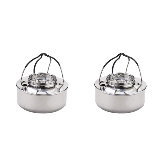 Advancent Hervidor de agua para acampar, tetera con mango antiescaldado, caldera para exteriores, cafetera, senderismo, viajes, granja, cocina, Color Acero 2piezas