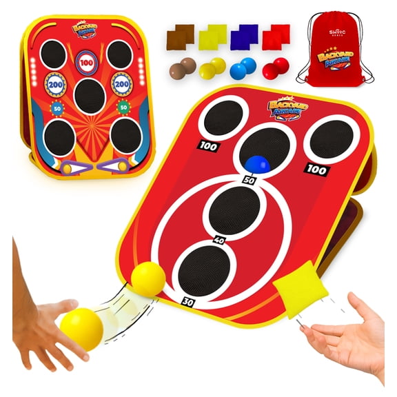 Swooc Games® - Backyard Arcade™ | 2-in-1 Bean Bag Toss Game for Kids w/Carry Bag | 5-Second Setup & Storage | Outside Toys for Toddlers | Carnival Games for Kids | Outdoor Toddler Activities