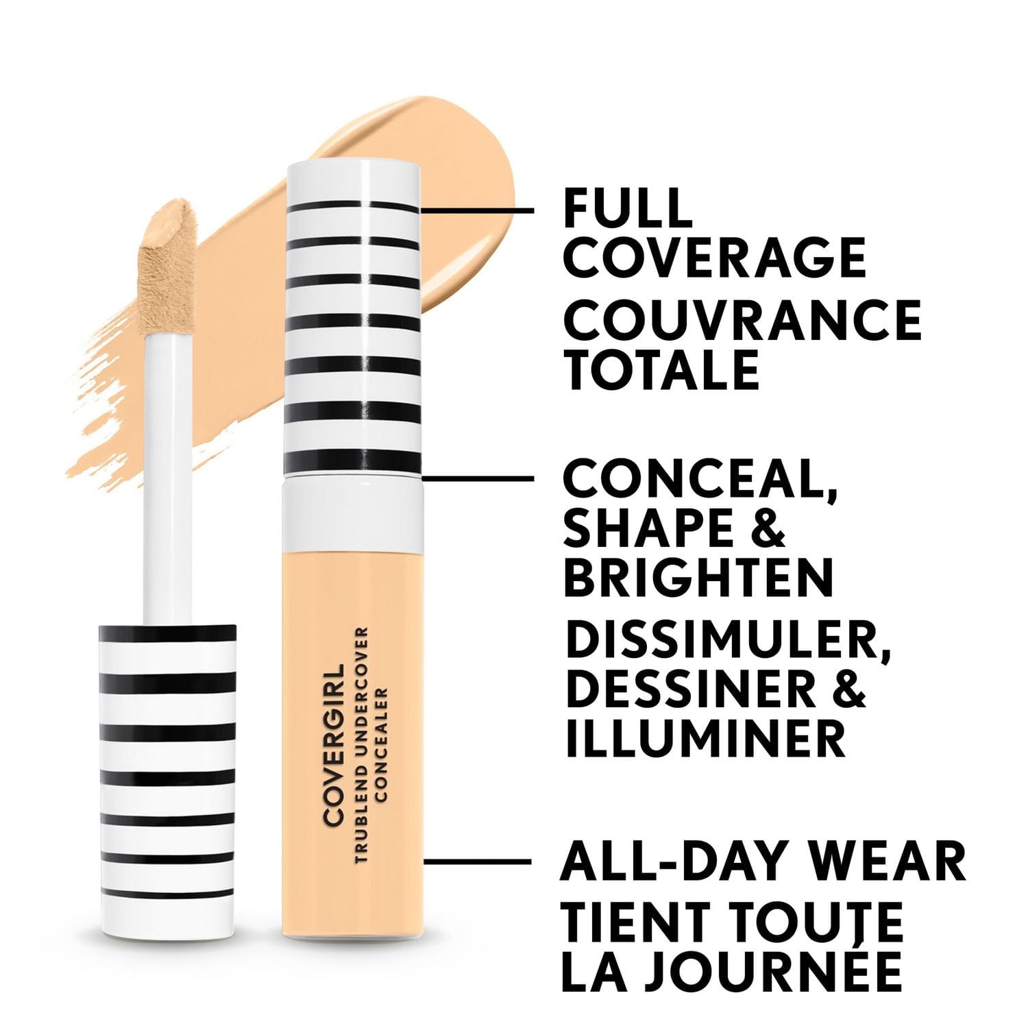 COVERGIRL TruBlend Undercover Concealer, full coverage, lasts all day, crease proof, vegan, 100% Cruelty-Free