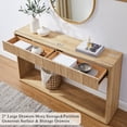 thumbnail image 4 of KeyWhat 63" Fluted Console Table with 2 Drawers, Modern Entryway Sofa Table with Anti-Tip Kit, Sturdy Long Console Table for Living Room, Hallway and Foyer , Natural Oak, 4 of 7
