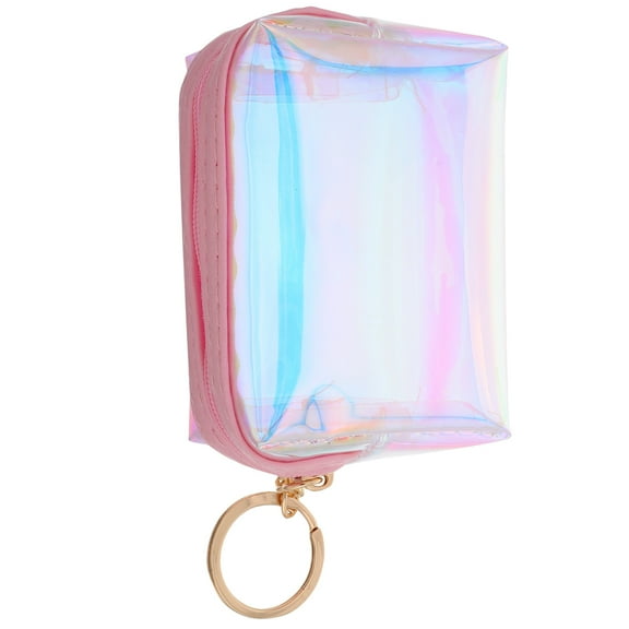 Hemoton Mini Keychain Wallet Transparent Coin Bag Keyring Iridescent Pouch Keyring Small Coin Purse Keychain Purse Key Holder for Home Travel Use