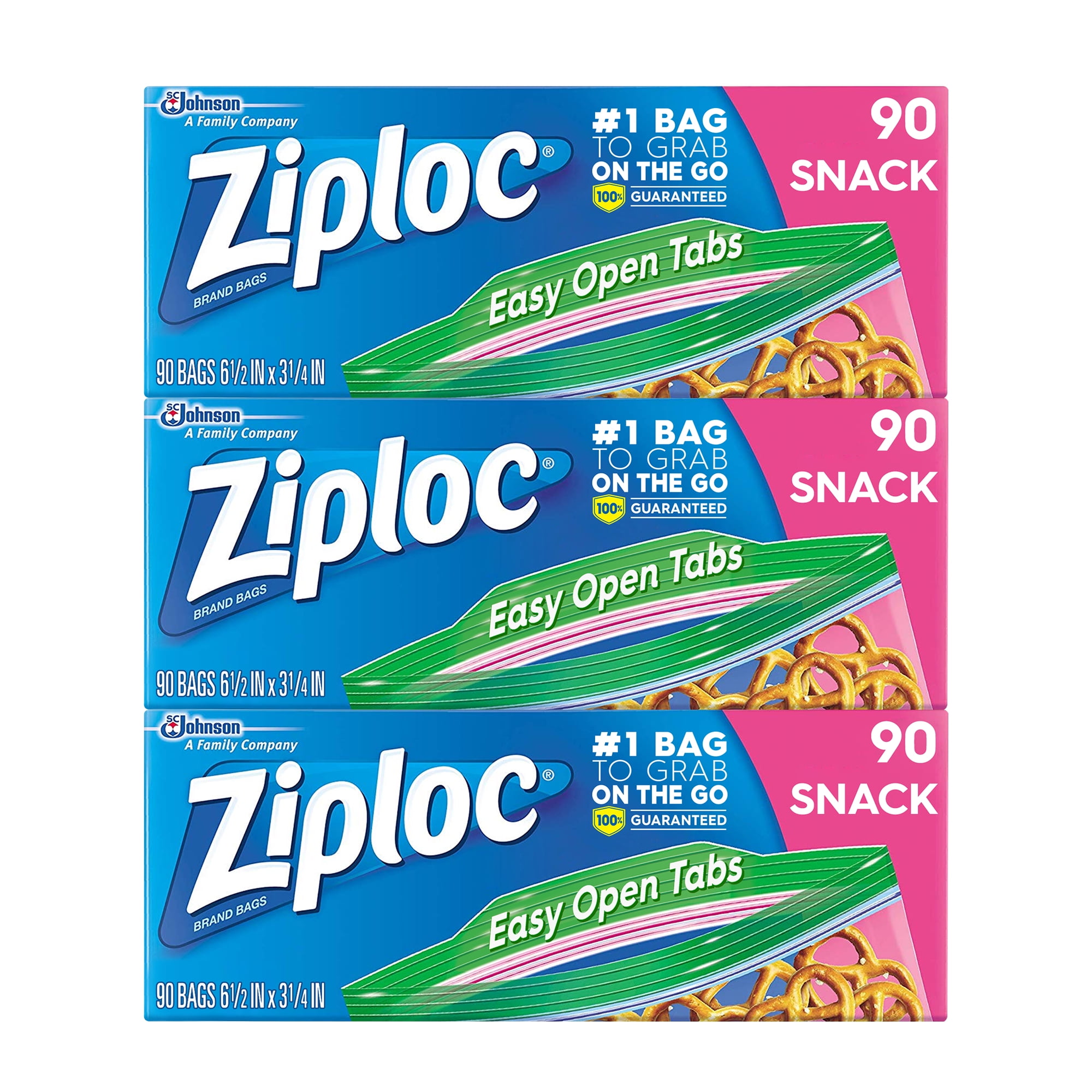 Ziploc Snack and Sandwich Bags for On the Go Freshness, Grip 'n Seal