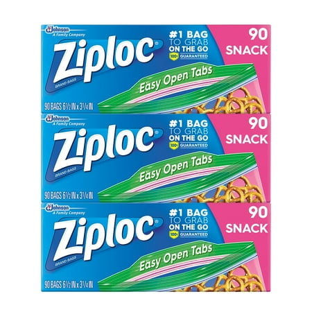 Ziploc Snack Bags, 90 Ct (Pack of 3)