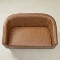 thumbnail image 2 of 50" Faux Leather Small Barrel Love Seat Settee, Diamond Tufted Back Compact Loveseat Sofa with Nailhead Trim, Modern 2-Seater Couch with Solid Wood Legs for Small Spaces, Apartments, Coffee, 2 of 16