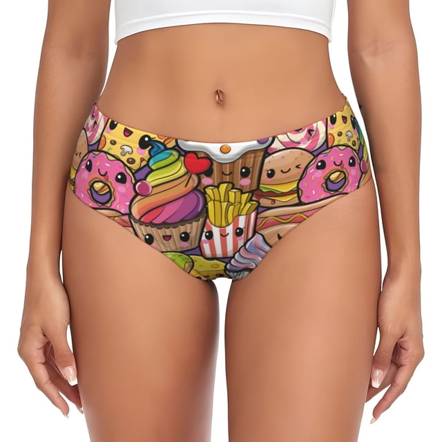 Balery Fruit-Flavored Ice-Cream Ropa Interior de Algodón para Mujer con Dibujo – Braguitas Cómodas y Elásticas, Estilo Clásico-Medium