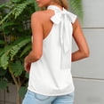 thumbnail image 6 of felwors Summer Sleeveless Neck Halter Tank Tops Back Pleated Casual Keyhole Cami Blouse White for Size M, 6 of 7