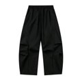 thumbnail image 3 of Landzoo Little Girls Athletic Cargo Pants Wide Leg With Pockets And Drawstring Fall Casual Kid Girls Baggy Trousers, 3 of 6