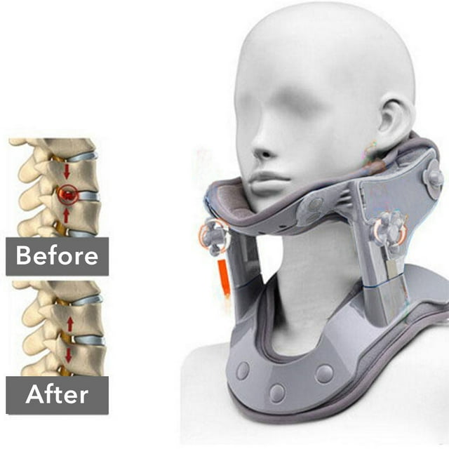 Adjustable Gray Neck Support Brace with Heat Therapy – Ideal for Pain Relief, Posture Correction During Workouts, Massage & Improved Circulation – Versatile Health Gear for Home, Office & Fitness Use