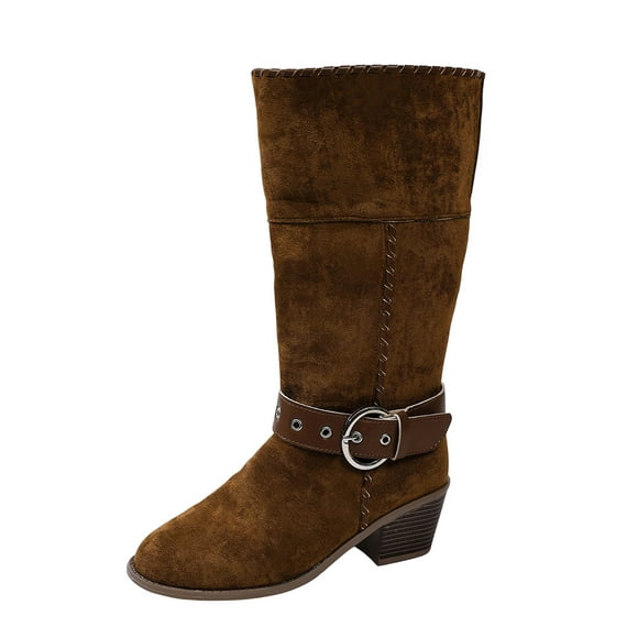 Womens Boots,Casual Versatile Cool Eye Catching Belt Buckle Cuff Mid Heel Knight Style Fall Winter Comfortable Height Increasing,Womens Winter Boots