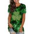 thumbnail image 2 of Pompotops Blouse Décontractée pour Femmes Imprimée pour la Saint-Patrick Manches Courtes Col Rond T-shirt, 2 of 5