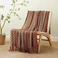 thumbnail image 4 of Battilo Rust Red Throw Blanket,Knitted Boho Throws,Lightweight Mexcian Afgan Blanket,50"x80", 4 of 8