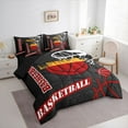 thumbnail image 4 of Feelyou Cartoon Basketball Print Bedding Comforter Set 7 Pieces, Black Red Graffiti Full Bedding Set, Ball Sport Game Reversible Fitted Sheet Flat Sheet, Breathable Home Decor, 4 of 8