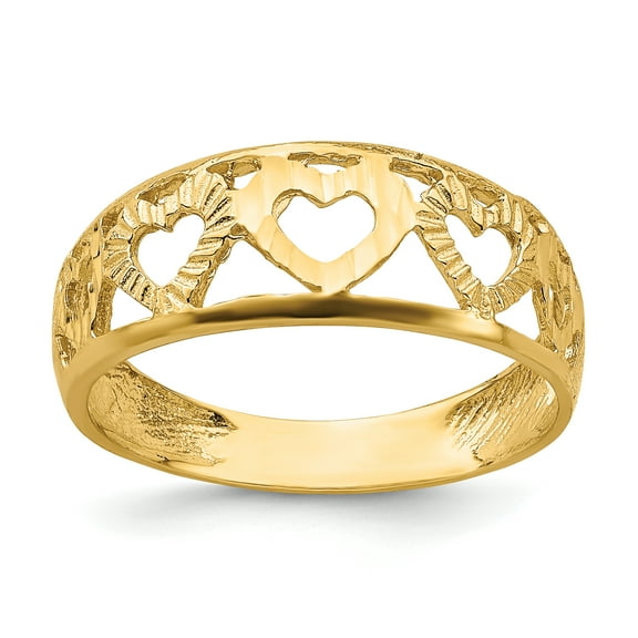 14k Diamond-cut 5 Heart Ring D3095