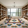 thumbnail image 2 of ODIKA Interlocking Bold Border Welcome Striped Doormat Motif Door Playful for Great Room, Indoor Open Concept, Large Living Low Profile Flatwoven, 2 of 7