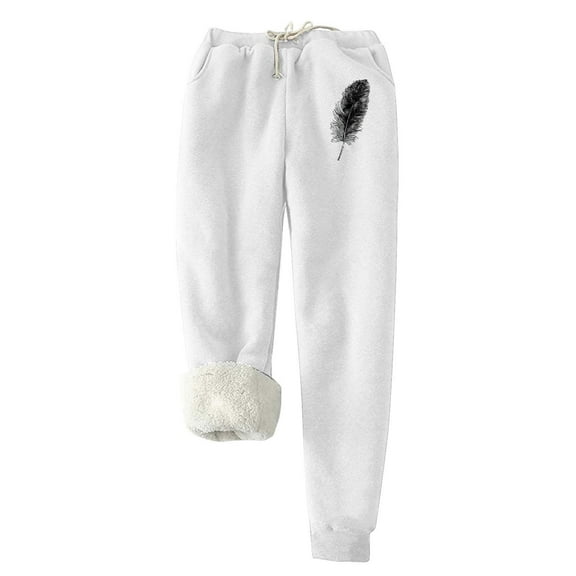 Lenpel Women's Fleece Lined Sweatpants Fall Winter High Waisted Drawstring Warm Joggers Athletic Lounge Pants