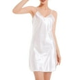 thumbnail image 2 of Lovskoo Women 2024 Sleepwear Satin Lace Chemise Nightgown Full Sleepwear White, 2 of 5