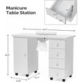 thumbnail image 2 of Ktaxon Nail Table Beauty Salon Tech Station with Electric Downdraft Vent, White, 2 of 9