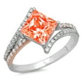 thumbnail image 2 of 2.3075 ct Princess Cut Simulated Red Diamond Solitaire with Accents Engagement Ring for Women in 18K White/Rose Gold, 2 of 2