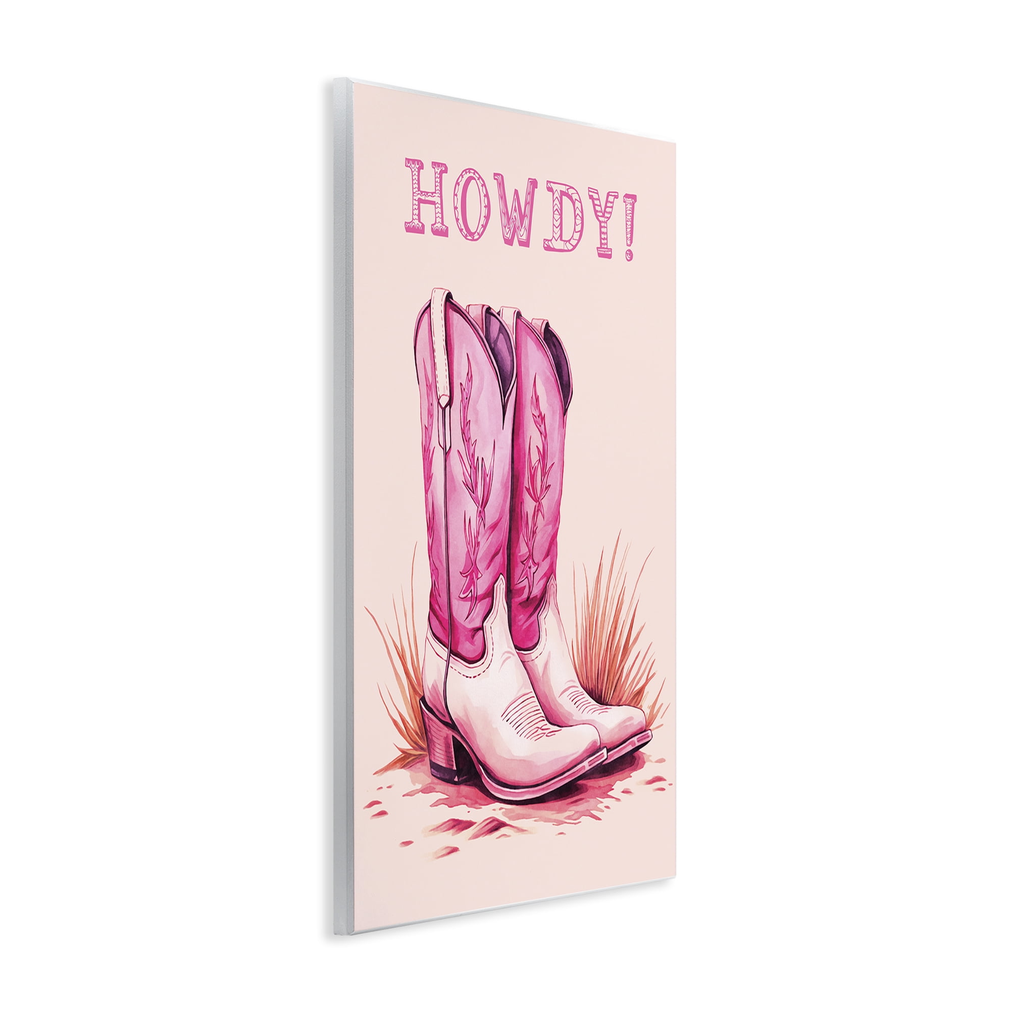 Stupell Industries Pink Cowgirl Boots Howdy Fashion Painting Unframed Art Print Wall Art, 10 x 15