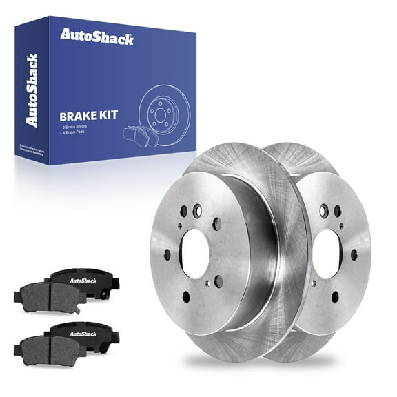 AutoShack 11.44" (290.7 mm) Rear Solid Brake Rotors   Ceramic Brake Pads | Replacement for 2004-2010 Toyota Sienna | 6-PC Brake Kit