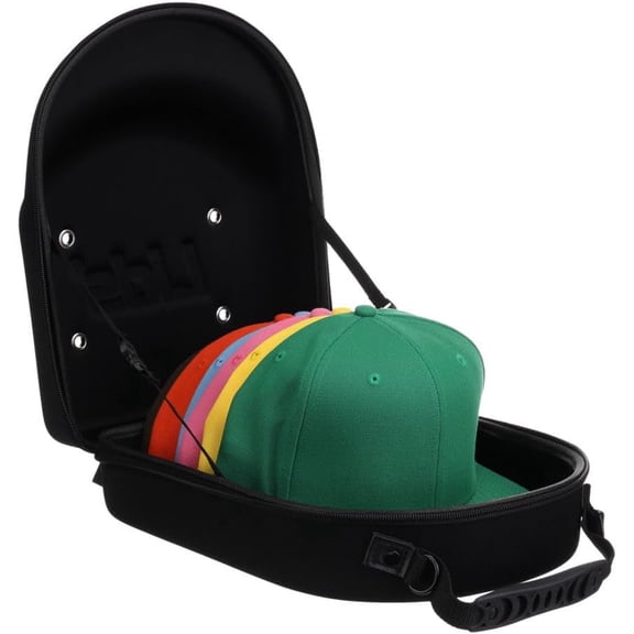 Hat Travel Case – Baseball Cap Carrier for 6 Hats, Durable Black Exterior & Interior, Storage with Handle & Adjustable Shoulder Strap, Hard Hat Organizer for Travel & Closet