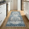 thumbnail image 3 of GLN Rugs Kumbet - Indoor, Machine Washable Area Rug 2'6"x9'8" Turkish Blue Home Carpet, All Ages, 3 of 10