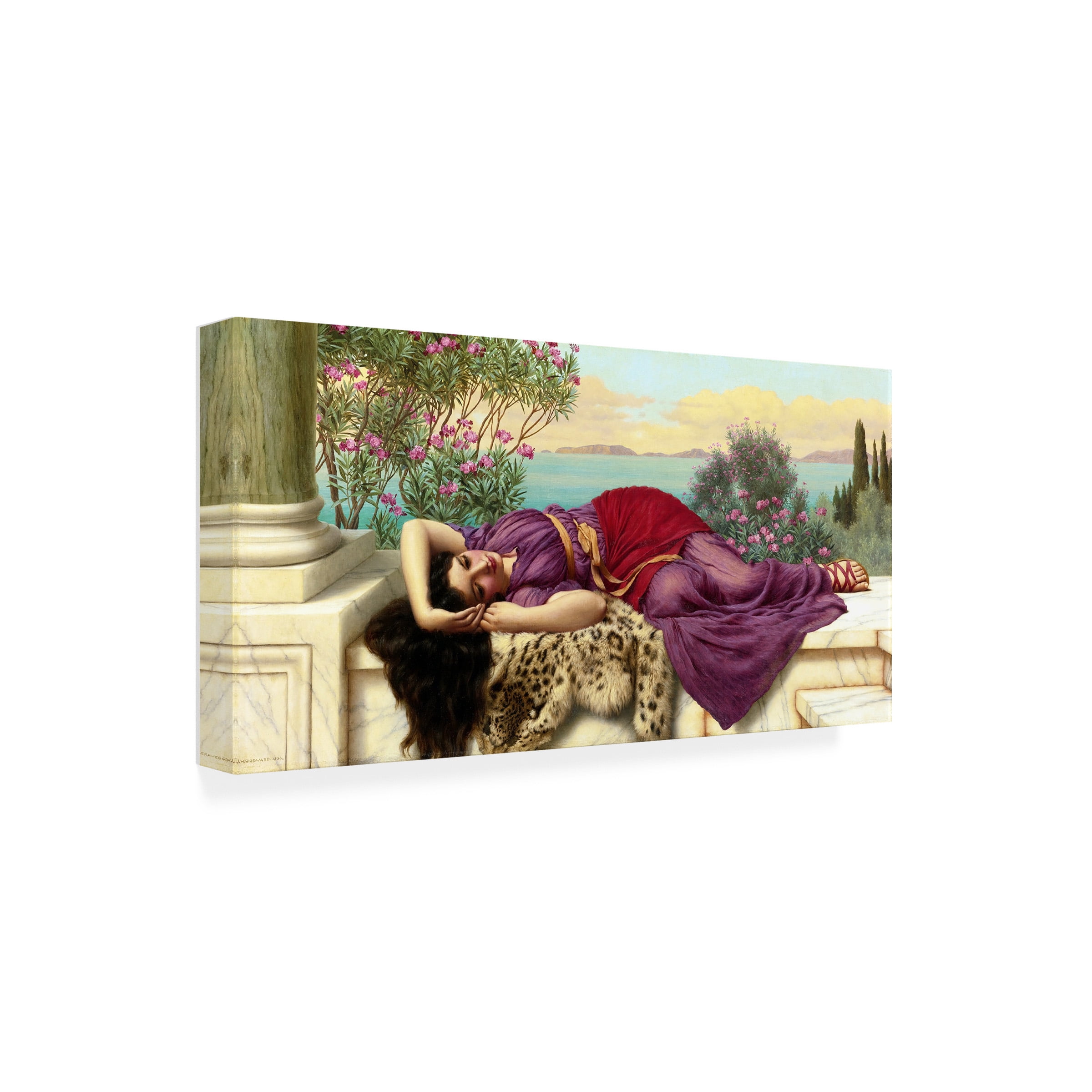 Canvas Wall Art - Masters Collection 'Sweet Idleness I John William Godward' Wall Art for Living Room, Bedroom, or Office DÃ©cor by Trademark Fine Art - 47 x 24 Inches